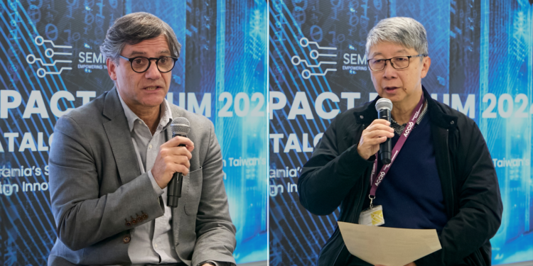 Professor Konrad Yang, Director of Arculus Lab, and Professor Rui Carlos Oliveira, Deputy Director of INESC TEC, believe that Taiwan and European nations are not only technical collaborators but also key partners in driving global innovation. (Image: Semi Impact Forum 2024)